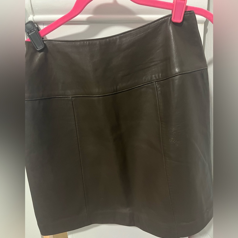 Lord & Taylor Dark Brown Short Leather Skirt
